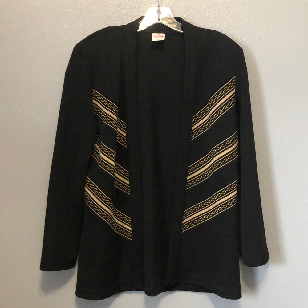 Vintage Graff Californiawear sweater Women's 10 black long sleeve cardigan gold